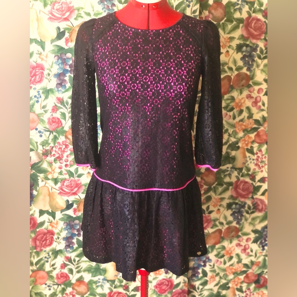 Juicy Couture, Y2K, Black & Hot Pink, Lace dress